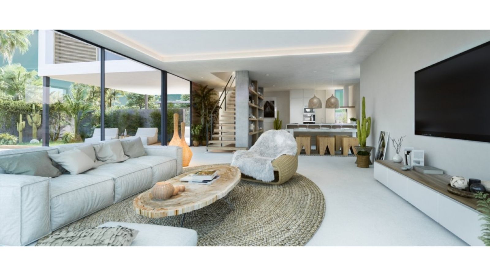 Luxuriöser Wohnbereich mit Gartenblick in The Sanctuary Villas